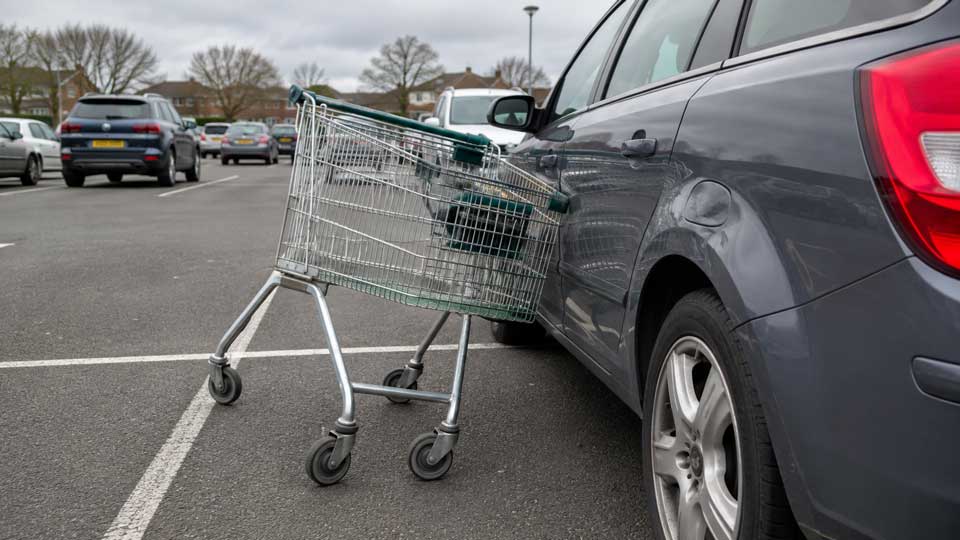 Illustration for: My car was damaged by a shopping trolley — can I claim on my car insurance?